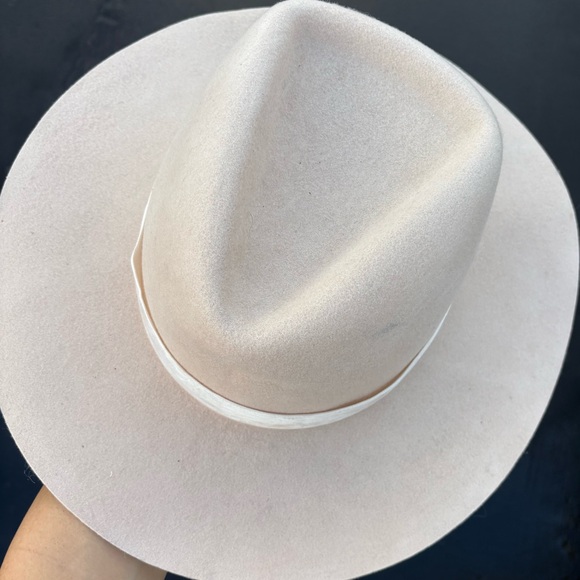 Lack Of Color Rancher Hat 100% Wool in Beige w Velvet Band and Embroidery Detail - Picture 10 of 13